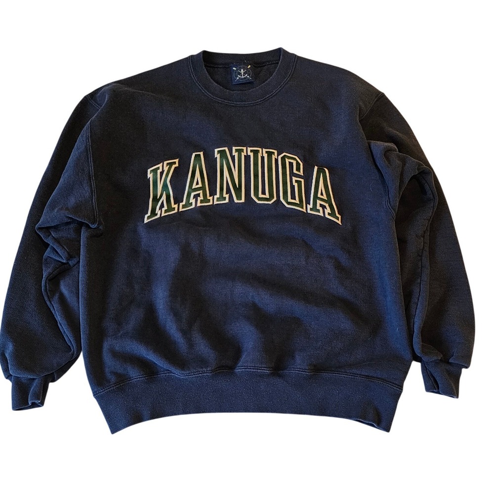 Oarsman 913 Kanuga Sweatshirt Mens Navy Blue Crewneck Pullover‎ Applique Vintage
